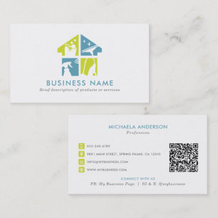 Städtjänst Modern Logotyp & QR-kod Visitkort