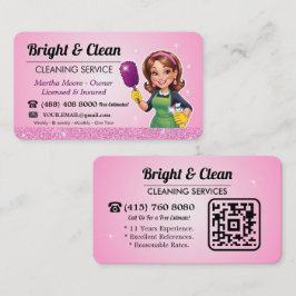 Städtjänst QR-kod Rosa hembiträde Visitkort