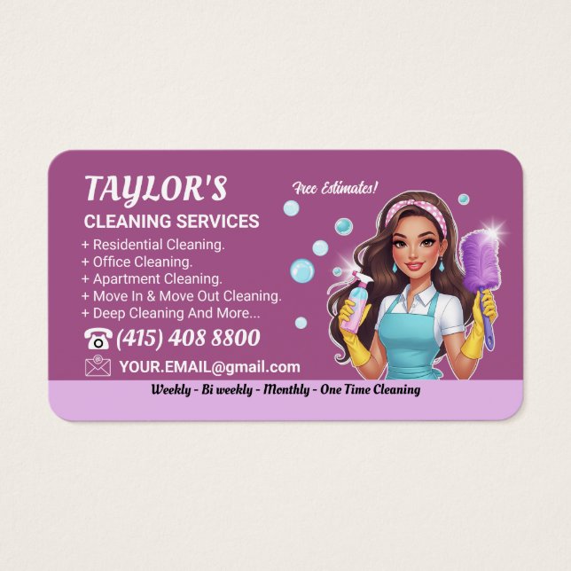 Städtjänster Brunett Piga Husstädning  Visitkort (Framsidan)