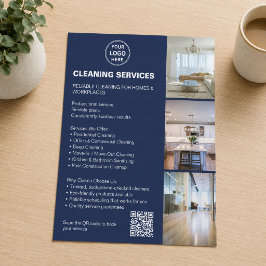 Städtjänster Navy Blue Taupe Foto Logotyp QR Flygblad