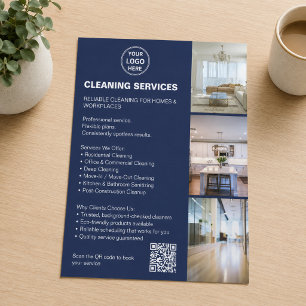 Städtjänster Navy Blue Taupe Foto Logotyp QR Flygblad