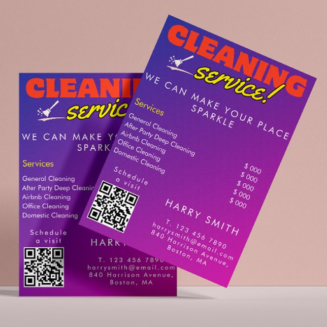 Städtjänster Städhjälp Pris Scan För Anslutning  Flygblad (Cleaning Services Maid Price Scan To Connect Flyer)