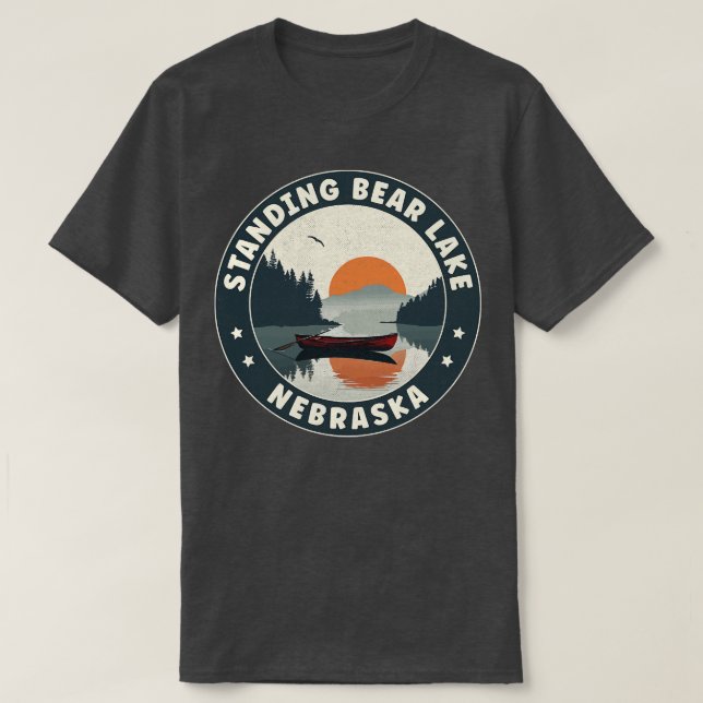 Stående björn Sjö Nebraska Sunset T Shirt (Design framsida)