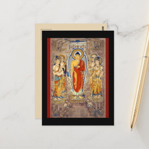 Stående Buddha Tangdynastin Dunhuang Sidenvägen Vykort