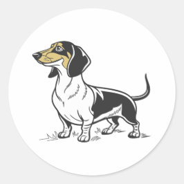 Stående Dachshund hund isolerad Runt Klistermärke