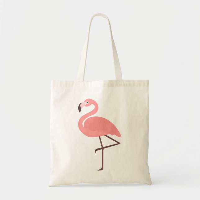 Stående Flamingo Bird Cute Tygkasse (Framsidan)