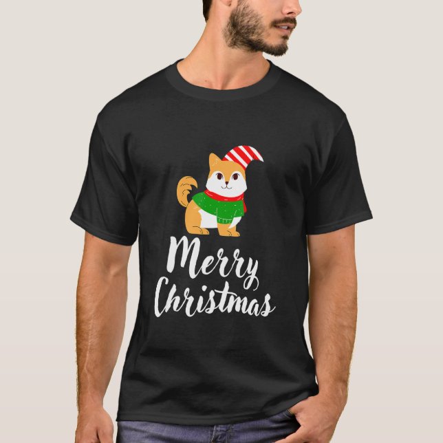 Stående Förklädd Julkatt Present Män Kvinnor T Shirt (Framsida)