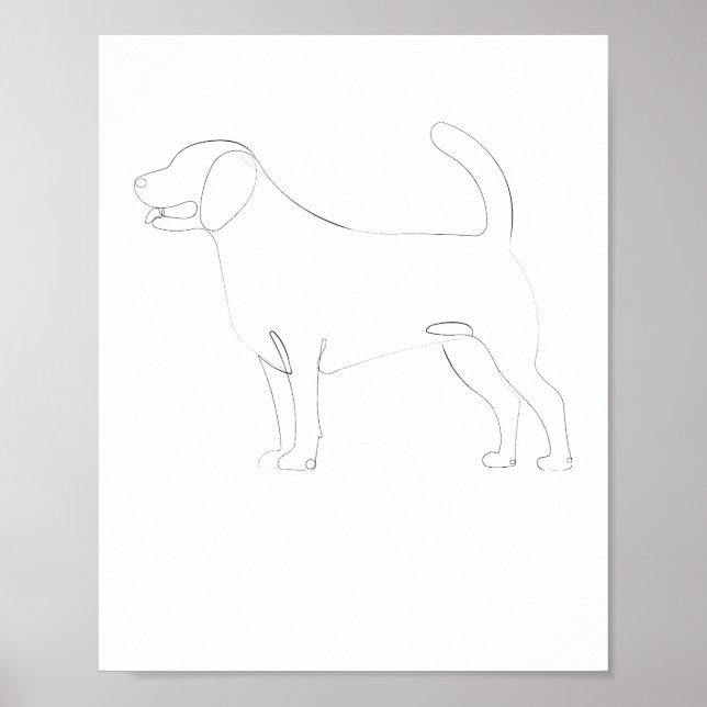 Stående Hund One-Line Teckning 1 Poster (Framsidan)