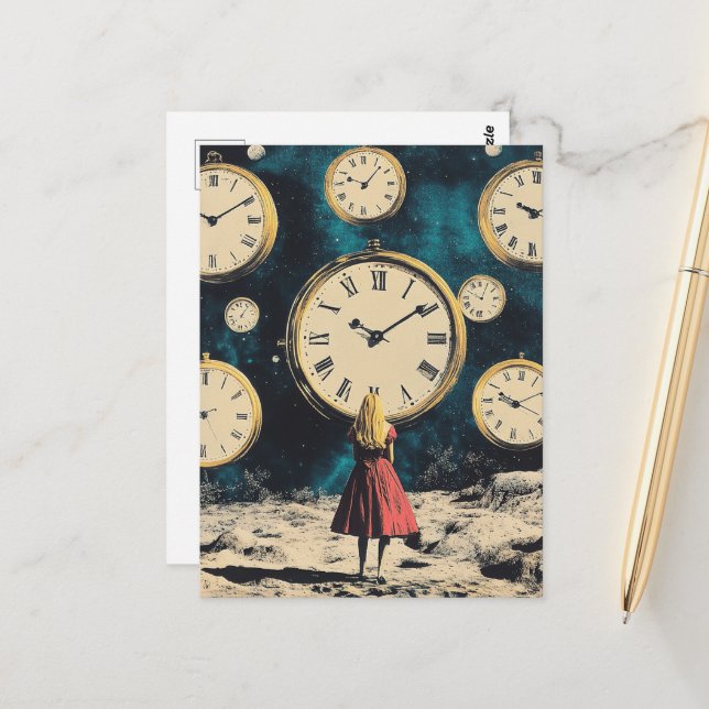 Stående i tid Surreal Vykort (Fram/Back In Situ)