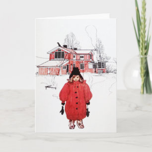 Stående i Winter Snö Helgkort