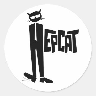 Stående katt runt klistermärke