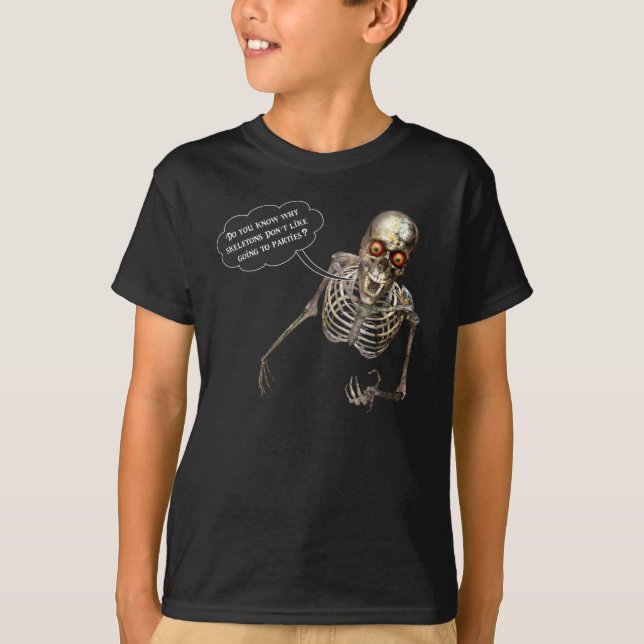 Stående Komiker Funny Skeleton T Shirt (Framsida)