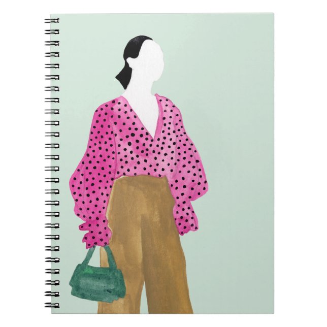 Stående Mode Figur - Polka Dot Top Anteckningsbok (Framsidan)