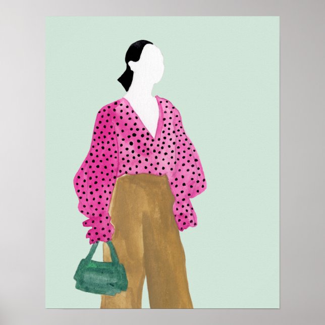 Stående Mode Figur - Polka Dot Top Poster (Framsidan)