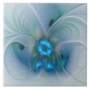 Stående ovationer, Abstrakt blå turkos Fractal Kakelplatta