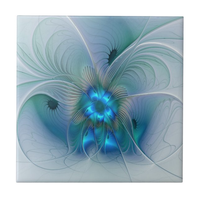 Stående ovationer, Abstrakt blå turkos Fractal Kakelplatta (Framsidan)