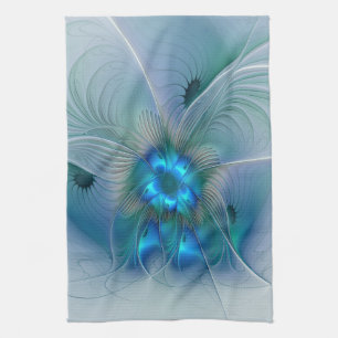 Stående ovationer, Abstrakt blå turkos Fractal Kökshandduk