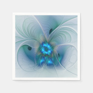 Stående ovationer, Abstrakt blå turkos Fractal Pappersservett