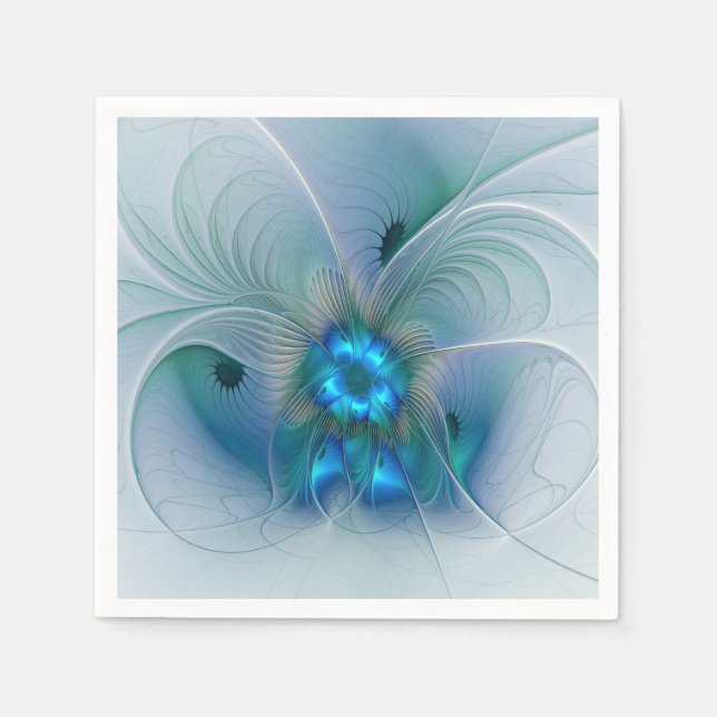 Stående ovationer, Abstrakt blå turkos Fractal Pappersservett (Framsidan)