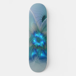 Stående ovationer, Abstrakt blå turkos Fractal Skateboard Bräda 20 Cm