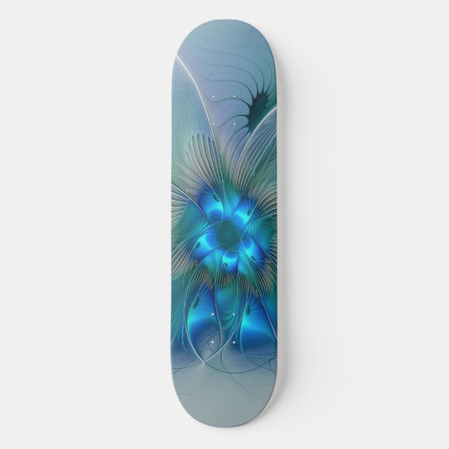 Stående ovationer, Abstrakt Blå Turkos Fraktal Skateboard Bräda 20 Cm (Framsida)