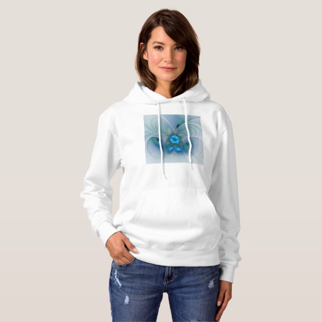 Stående ovationer, Abstrakt Blå Turkos Fraktal T Shirt (Hel framsida)