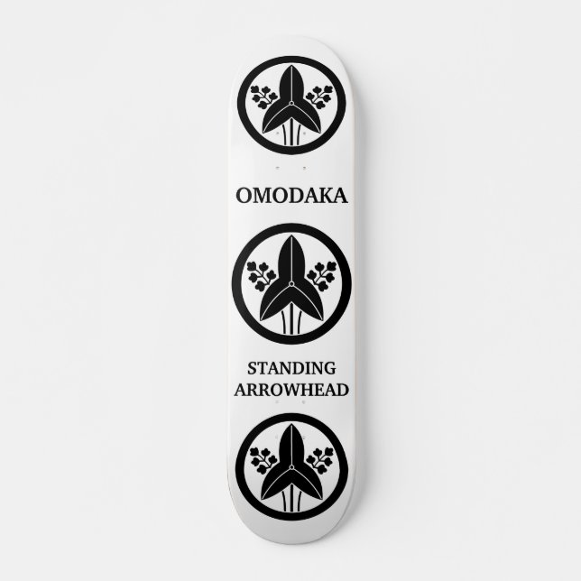 Stående pilspets i cirkel skateboard bräda 20 cm (Framsida)