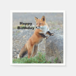 Stående Red Fox Birthday Pappersservett