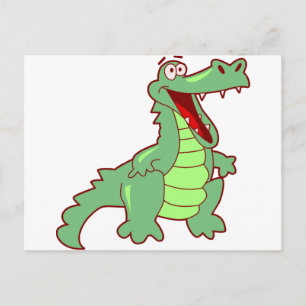 Stående Tecknad Alligator Vykort