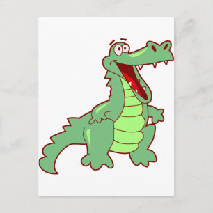 Stående Tecknad Alligator Vykort