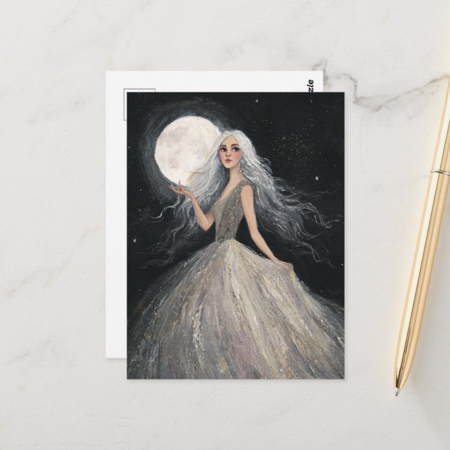 Stående under hela månen vykort (Fram/Back In Situ)