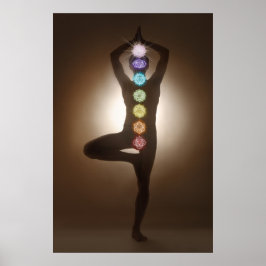 Stående utfall, yoga, yogi, chakras, chakra, aura poster