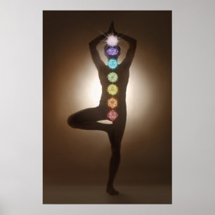 Stående utfall, yoga, yogi, chakras, chakra, aura poster