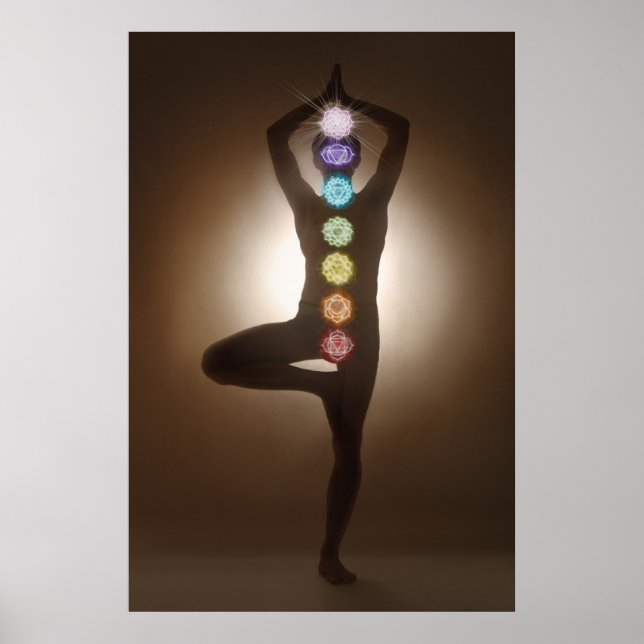 Stående utfall, yoga, yogi, chakras, chakra, aura poster (Framsidan)