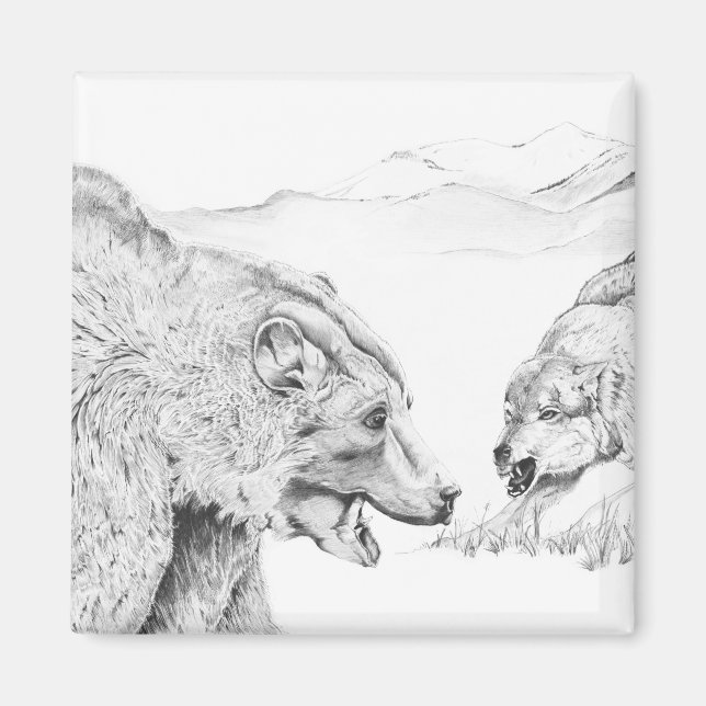 Stående - Varg- och kulmagnet Magnet (Framsidan)