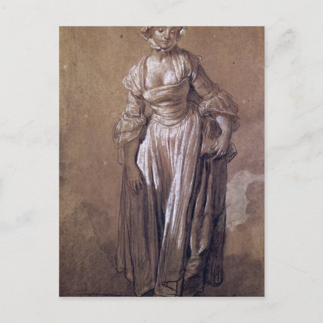 Stående Young Girl Vykort (Framsida)