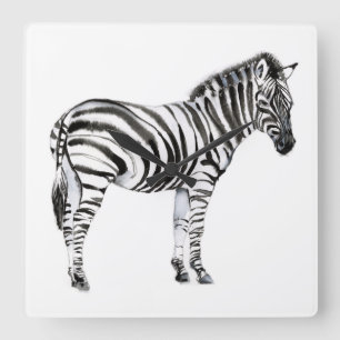 Stående Zebra Fyrkantig Klocka
