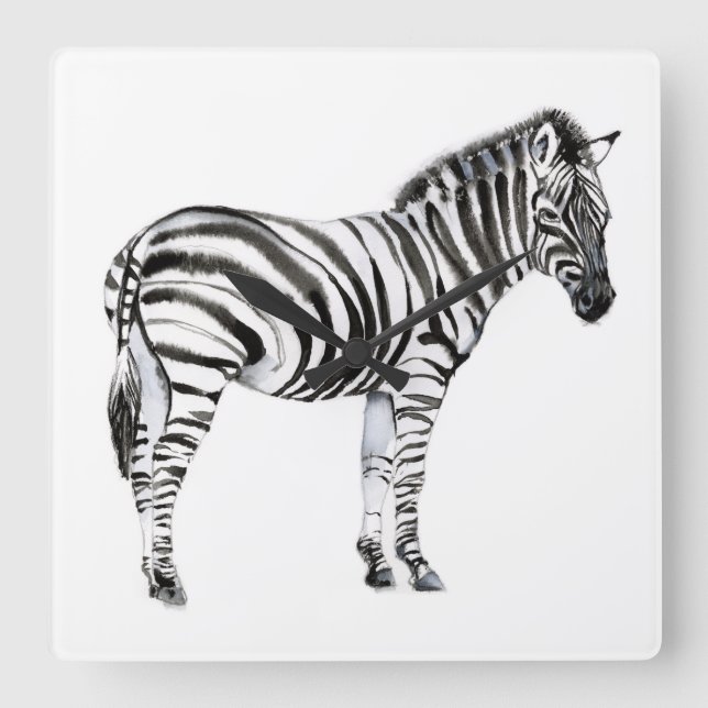 Stående Zebra Fyrkantig Klocka (Framsida)