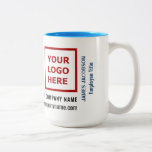 Staff Employee Personalized Name Logo Website Två-Tonad Mugg<br><div class="desc">Make your own modern custom business promotional mug for your staff employees, complete with your business logo, company name, and website address. Upload your logo to replace the image you see now on this mug (an image where you can read the text "Your Logo Here"), and personalize the business name,...</div>