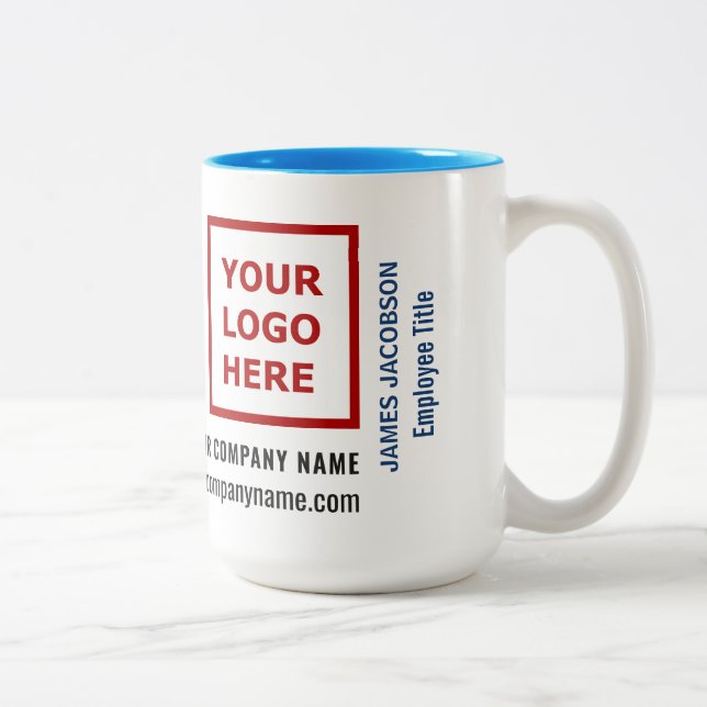 Staff Employee Personalized Name Logo Website Två-Tonad Mugg (Höger)