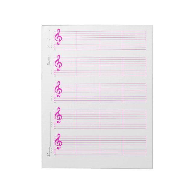 Staff & Ukulele Tab Paper – Printable Template Anteckningsblock (Roterad)