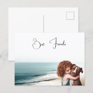Staffdshire Pitbull & Girl Keepsak Postcard Art Vykort