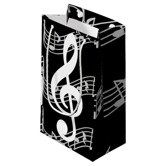Staffe och Treble Clef på Black (Framsidan Vinklad)