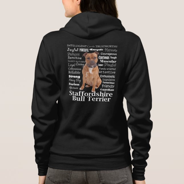 Staffie Traits Hoodie T Shirt (Baksida)