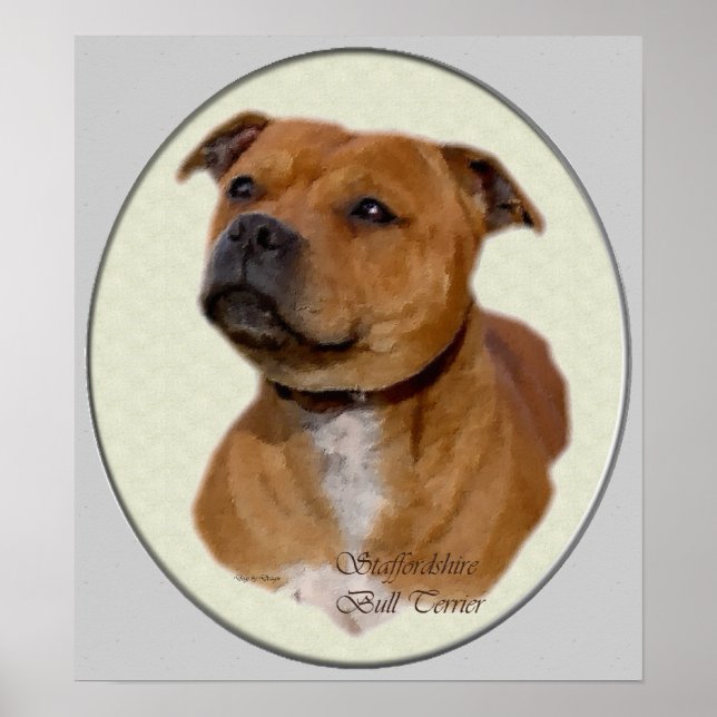 Stafford Bull Terrier Art Skriv ut Poster (Framsidan)