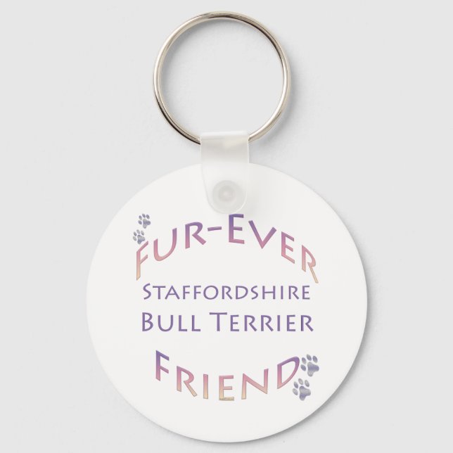 Stafford Bull Terrier Furever Friend Nyckelring (Framsida)