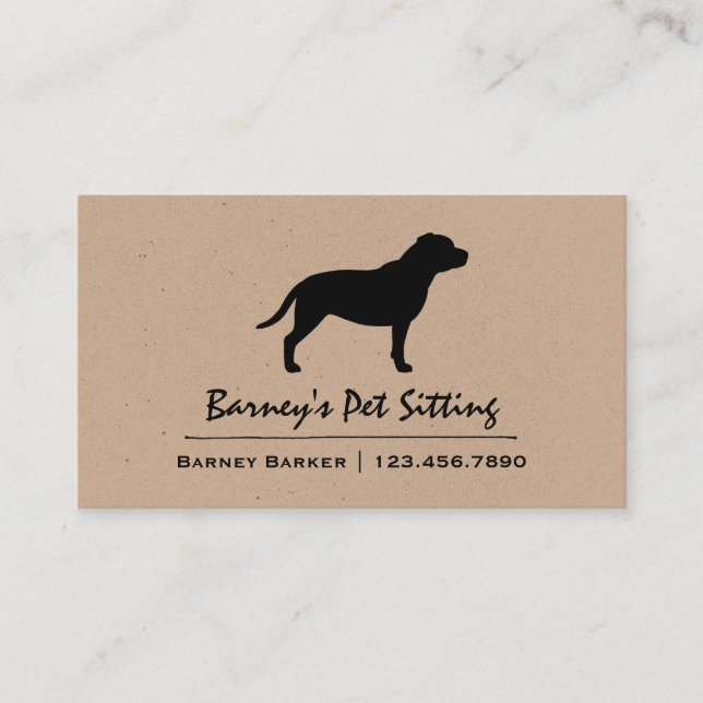 Stafford Bull Terrier Hund Silhouette Visitkort (Framsida)