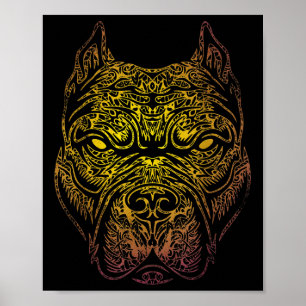 Stafford Bull Terrier Hund Tribal Tattoo Poster