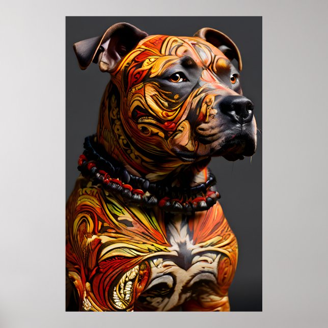 Stafford Bull Terrier i Warrior Attire Poster (Framsidan)