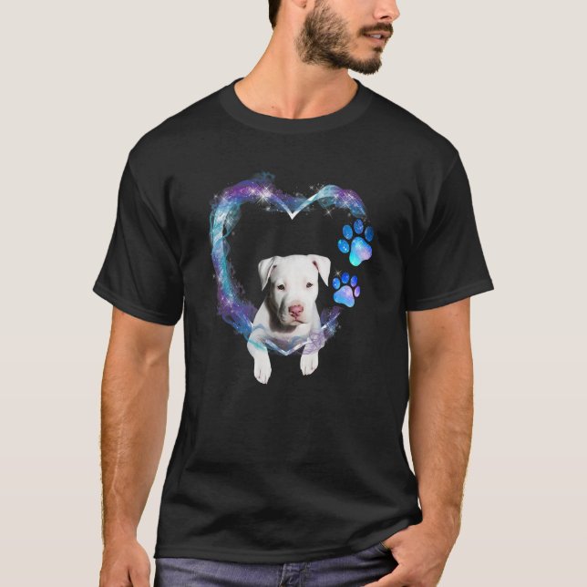 Stafford Bull Terrier in Heart T Shirt (Framsida)